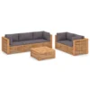 Patio Sofa Set Teak Wood With Water Resistance Cushion Slat