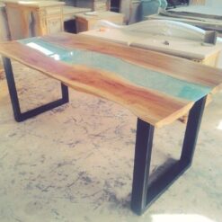 Suar dining table wood slab top table furniture exporter