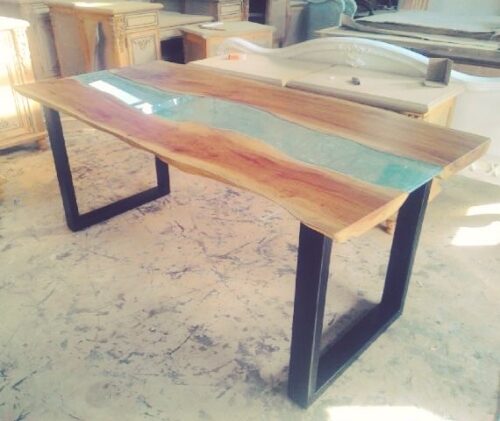 Suar dining table wood slab top table furniture exporter