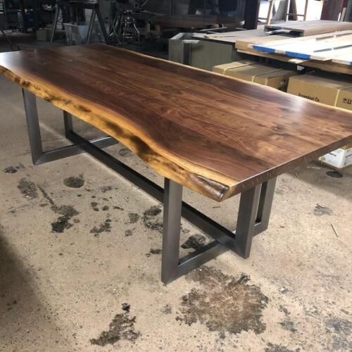 Suar dining Table from Suar wood slab iron leg
