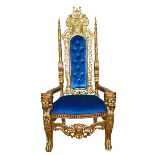 King Chairs or Lion King Chair Carved Gold Leaf Color with Blue