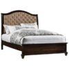 American solid Wooden Bed Dark Brown Color with Padded Headboard