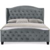 Modern Bed King size Wrapped with Padded Fabric color Grey