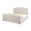 French Bed with Padded Velvet Beige Fabric color