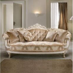 Luxury Italian Sofa 2 Seaters Ivory Baroque Style handmade Production Custom size