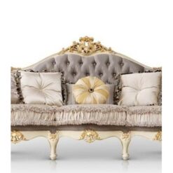 Luxury Italian Sofa 2 Seater with Carved Cream Velvet