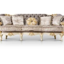 Luxury Italian Sofa 2 Seater with Carved Cream Velvet
