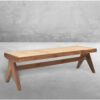 Pierre Jeaneret Bench Rattan solid Teak Wood Brown