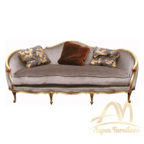 Sofa 3 Seater  with Velvet Brown Color