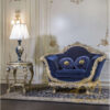 Luxury Carved Sofa Blue Velvet Fabric