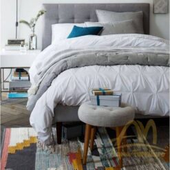 Round Stool with Fabric Seater Vintage Custom Handmade solid wood Mahogany Furniture