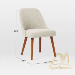 Mid Century Upholstered Dining Chair Wooden Legs - Customize Furniture Handmade