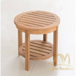 Round Teak Patio Side Table - Outdoor garden teak furniture