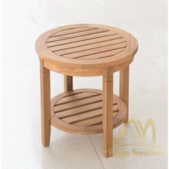 Round Teak Patio Side Table - Outdoor garden teak furniture