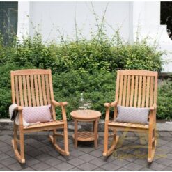 Round Teak Patio Side Table - Outdoor garden teak furniture