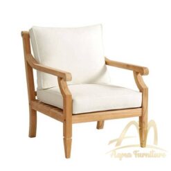 Teak Lounge Chair For Reclining Outdoor Dubai with Footrest Natural Fine Sanded color In Teak Wood