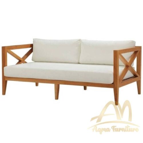 Teak Sofa Outdoor Set 2 Seater and Single Seater Natural Fine sanded Color Handmade for Outdoor and Villa