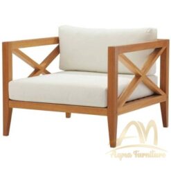 Teak Sofa Outdoor Set 2 Seater and Single Seater Natural Fine sanded Color Handmade for Outdoor and Villa