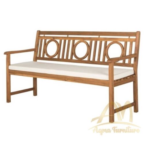 Teak Garden Bench with Round Backrest Design - Wooden Outdoor Furniture manufacture