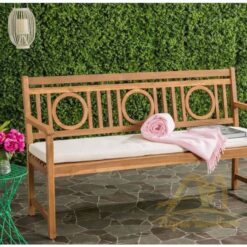 Teak Garden Bench with Round Backrest Design - Wooden Outdoor Furniture manufacture