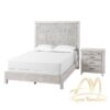 Wooden Bed set Custom with Carved Medalion style White Rustic