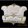 French Louis XVI Style Bedframe Upholstered With Dressing Table set