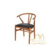 Danish Wishbone Style Chair with Black leather seat