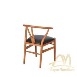 Danish Wishbone Style Chair with Black leather seat