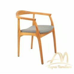 Modern European Style Chair with White Fabric Arms and Seat