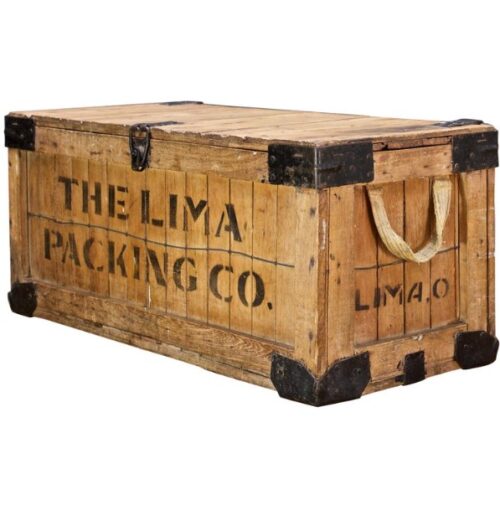 Wooden Trunk Boxes Industrial Decor with Custom Label Antique Handmade