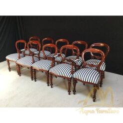 Elite Balloon back style dining chairs with Upholstered Fabric seat Mahogany wood - antique Handmade manufacture from Jepara Indonesia Furniture Craftmanship