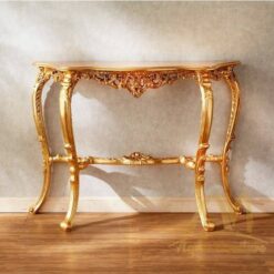 Entrance Console Antiqued Gold Leaf Size 120 Cm Mahogany wood - antique Handmade manufacture from Jepara Indonesia Furniture Craftmanship