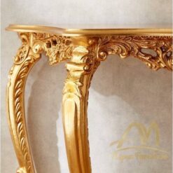 Entrance Console Antiqued Gold Leaf Size 120 Cm Mahogany wood - antique Handmade manufacture from Jepara Indonesia Furniture Craftmanship