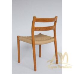 4 Niels Moller Mid century teak dining chairs with papercord seat by Niels O. Moller - solid wood mahogany furniture indonesia