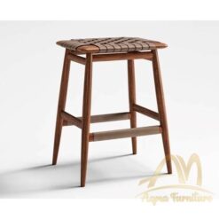 High solid wood and leather stool Handmade - Modern Teak Furniture Manufacture from Indonesia Custom Design.