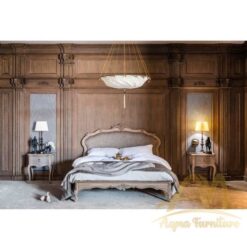 Walnut Hand Carved Bed Queen Size by AQMA Furniture