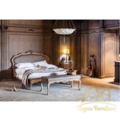 Walnut Hand Carved Bed Queen Size by AQMA Furniture