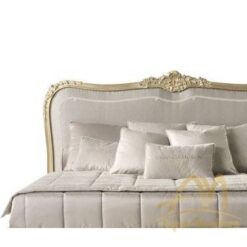 21st Century Etamine Bed In Hand-carved mahogany wood And Fabric - antique Handmade manufacture from Jepara Indonesia Furniture Craftmanship