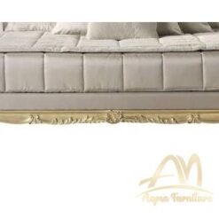 21st Century Etamine Bed In Hand-carved mahogany wood And Fabric - antique Handmade manufacture from Jepara Indonesia Furniture Craftmanship