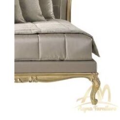 21st Century Etamine Bed In Hand-carved mahogany wood And Fabric - antique Handmade manufacture from Jepara Indonesia Furniture Craftmanship