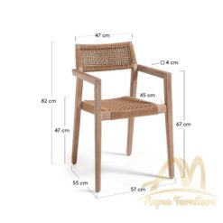 Teak Outdoor Arm Chair with Black Rope Custom - Modern Furniture Handmade solid wood from Indonesia Manufacture