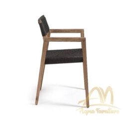 Teak Outdoor Arm Chair with Black Rope Custom - Modern Furniture Handmade solid wood from Indonesia Manufacture