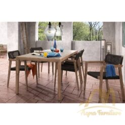 Teak Outdoor Arm Chair with Black Rope Custom - Modern Furniture Handmade solid wood from Indonesia Manufacture