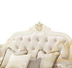 Monaco Tufted King Bed with Padded White Off Color - antique Handmade manufacture from Jepara Indonesia Furniture Craftmanship