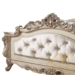 Eastern King Size Bed with Scalloped Engraving Details and Champagne Gold Painted - solid wood mahogany furniture indonesia