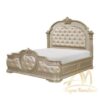 Padded Bed with Carved Pearl Painted Color King Size