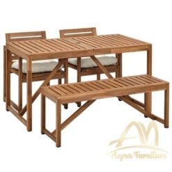 Teak Dining set garden Outdoor 2 Chairs and 1 Bench - solid wood Outdoor furniture Manufacture from Indonesia with No minimum order