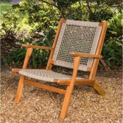 Patio sense Solid Wood woven Seat Outdoor Lounge Chair - solid wood Outdoor furniture Manufacture from Indonesia with No minimum order