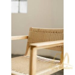 Wooden Armrest Chair with Rope Seat Teak Wood - Modern Furniture Handmade solid wood from Indonesia Manufacture