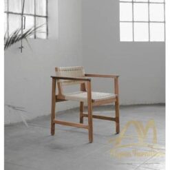 Wooden Armrest Chair with Rope Seat Teak Wood - Modern Furniture Handmade solid wood from Indonesia Manufacture
